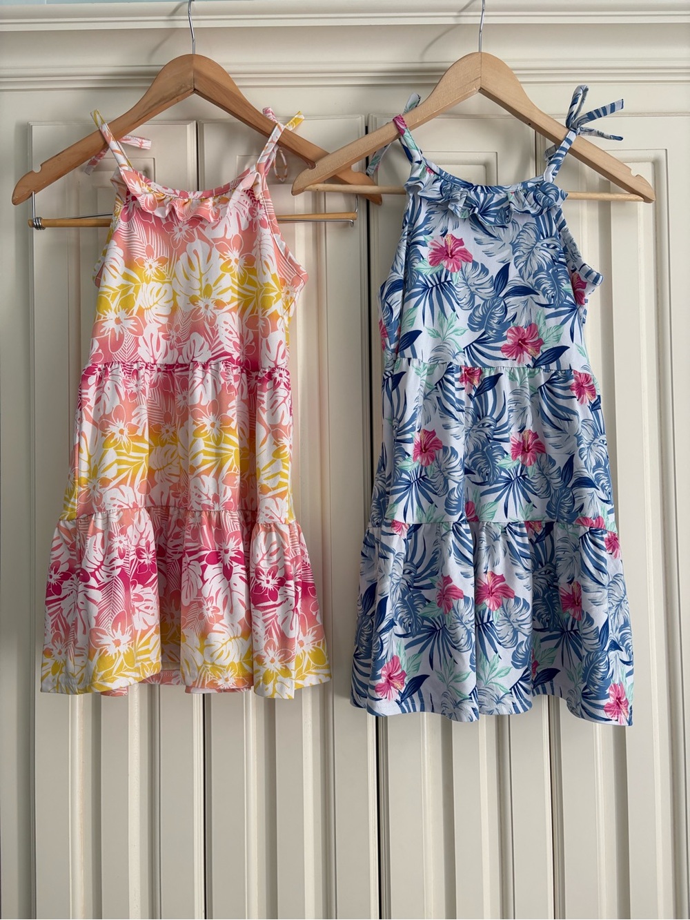 Tommy Bahama Bundle of 2 Spaghetti Strap Colorful Floral Tiered Sundresses 6X